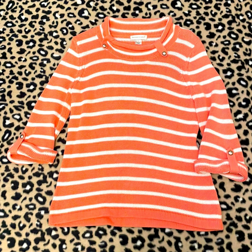 Christopher & Banks melon and white striped sweater.